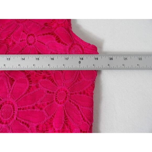 Tiana B Dress Large Pink Sundress Eyelet Bright Lined Crochet Boho Coquette NWT - Picture 12 of 14